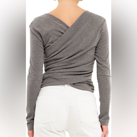 NWT Endless Rose Isabella Shirred Crop Top in grey size Medium - Picture 2 of 7